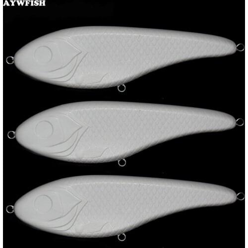 3pcs/lot DIY Unpainted 15cm 74.5g Jerkbait Big Game Fishing Pike Musky Slide Jerk Wobblers Bait Slider Hard Body Jerk Bait
