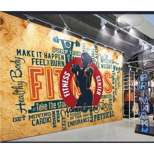 Custom Gym murals wallpapers 3d mural wallpaper for walls 3 d Retro nostalgic gym tooling background wall papers home decor