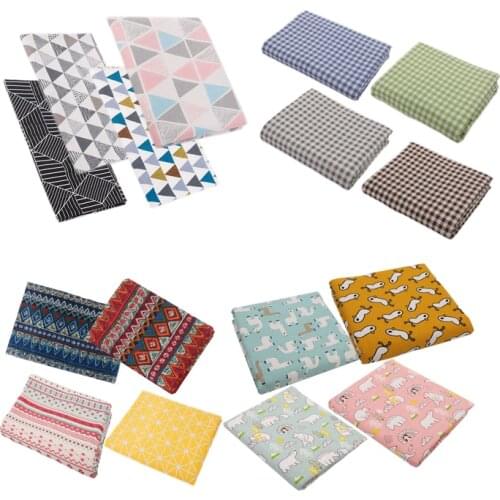 4pcs 50x40cm Linen Cotton Printed Floral Cloth Bundle Sewing Quilting Craft Fabric For Cushion Cover Needlework Handmade Materia