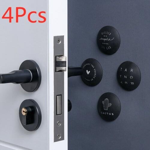4Pcs Portable Self Adhesive Door Stopper Rubber Round Silicone Door Handle Stopper Black Door Stop Door Handle Door Crash Pads