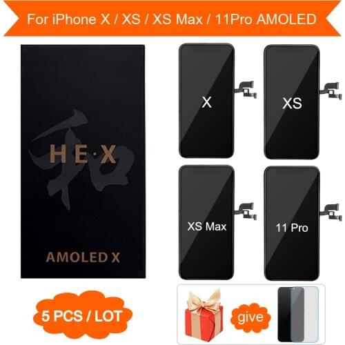 5PCS AAA++ AMOLED 100% No Dead Pixel LCD For iPhone X HEX LCD Display Touch Screen Digitizer Assembly Replacement Perfect repair