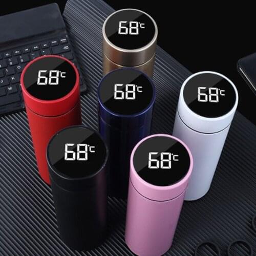 500ml Creative Smart Thermos Water Bottle Cup Temperature Display Vacuum Flask 304 Stainless Steel Thermos Mug Gift Custom Logo