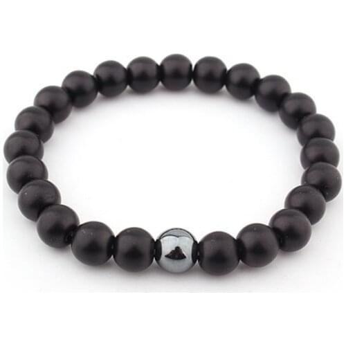 8mm black Punk multicolor Agate Chakra Healing Reiki Buddha Yoga Bracelet elastic adjustable Volcanic Stone Bangles 5tdg3