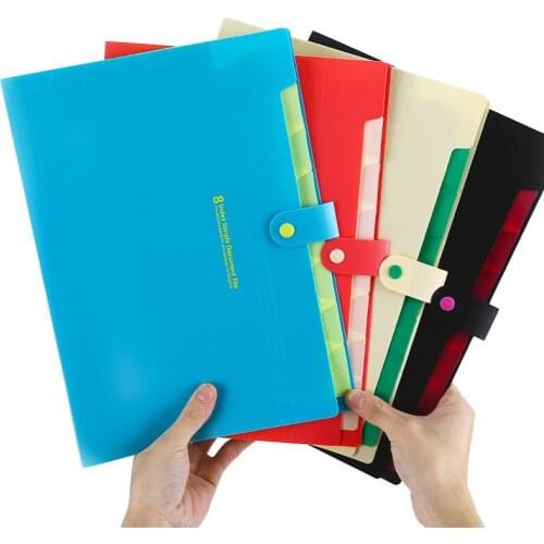 8 Grids Handheld File Folder Multi-function Organizer Storage Holder Office Document A4 Paper Organ Box Button Closure