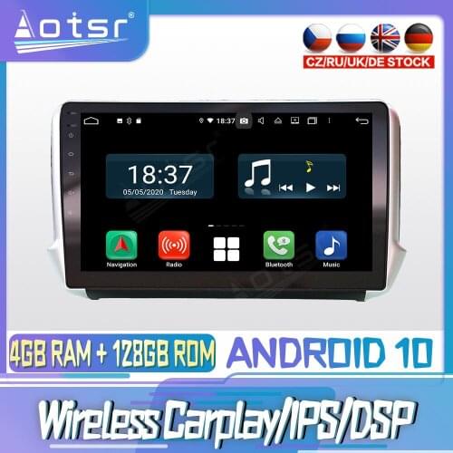 Android 10 PX6 128G For PEUGEOT 208 2008 2015 - 2020 DVD GPS Navigation Auto Radio Stereo Video Multimedia Player HeadUnit 2din