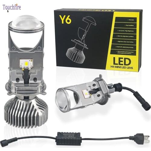 2PCS 6000K White 60W Y6-S Automotive LED Headlamp Tricolor Lens Fisheye Lamp Far And Near Integrated Mini Lens H4 Car Lights 36V