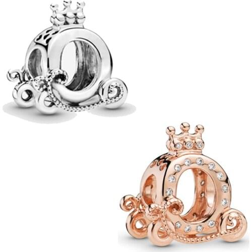 2 Colors Crown Carriage Beads for Jewelry Making Princess Car Charm Beads for Charms Bracelets Sterling Silver 925 Jewelry 2019