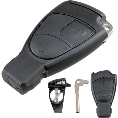 2 Buttons Car Key Fob Case Shell Smart Insert Key Remote Cover Balde and Battery Holder for Mercedes Benz E ML Class Sprinter