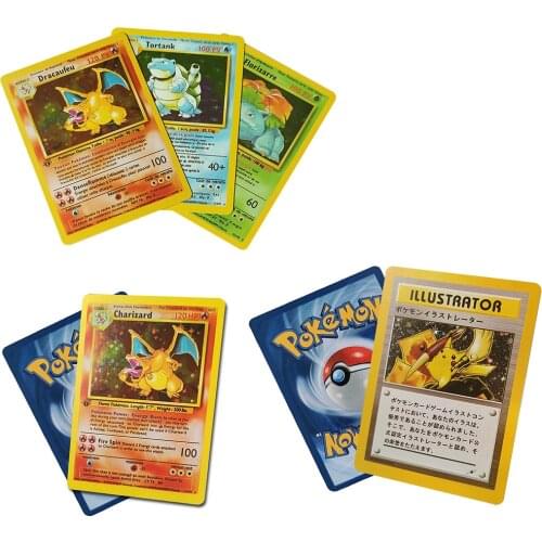 Pokemon Flash Card 1996 English French Pikachu Charizard Bulbasaur Blastoise Series Gift Childrens POKEMON CARD Toy kids toys
