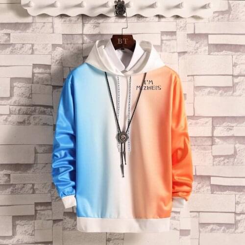 Hip Hop Gradient Printed Fleece Hoodies Men Women Casual Hooded Streetwear Sweatshirts Autumn Winter Harajuku Male Tops Funny