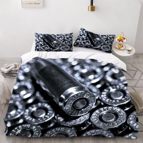 2/3 Pieces Military Weapon Bedding Set 3D Print Silver Bullet Duvet Cover Set Home Textile Bed Quilt Cover For Bedroom Cover Set