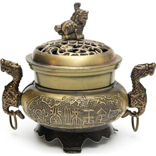 1pc Vintage Design Tibetan Style Mini Alloy Bronze Incense Burner Censer Metal Craft Home Decor Buddhist Living Room Supplies