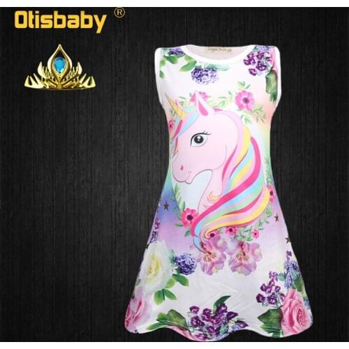 Summer Butterfly Girls Unicorn Dress Children Cartoon Floral Party Birthday Sleeveless Dresses Kids Baby Princess Clothes