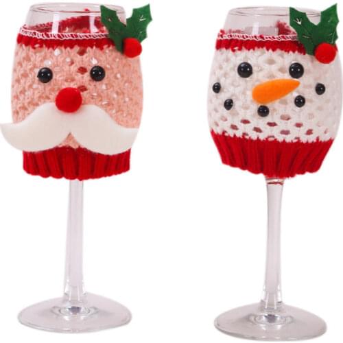 Cute Christmas Wool Wine Bottle Bag Santa Snowman Stocking Cover Party Decoration Christmas Decoration