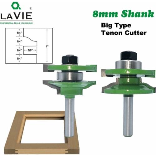 LA VIE 2pcs 8mm Large Stile & Rail Set-Ogee Bit Set Tenon Cutter for Wood Tungsten Carbide Woodworking Milling Cutters MC02039