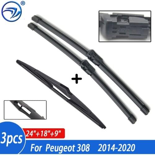 Wiper Front Rear Wiper Blades Set For Peugeot 308 T9 Hatchback 2014 - 2020 Windshield Windscreen 24"18"9" 5.0