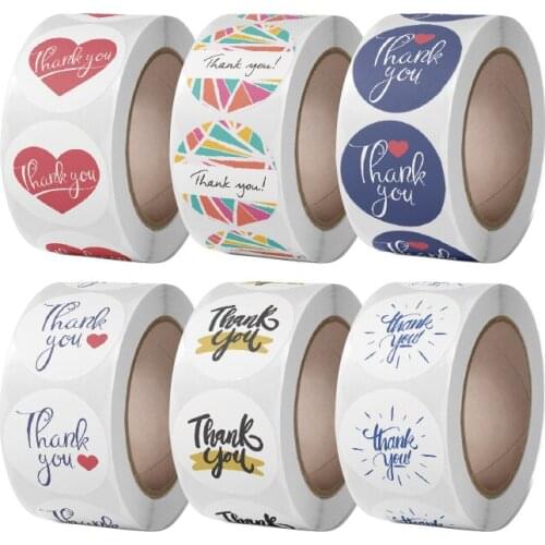 J024 Full Color Print Round Thankyou Adhesive Sticker 2.5cm Diameter Circle Bule Color Printing Coated Paper Label