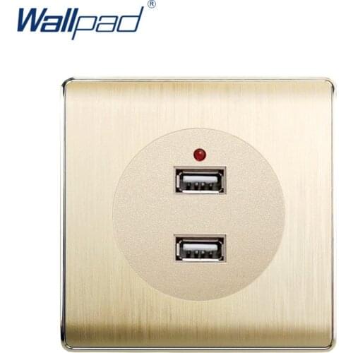 Wallpad 2020 2 USB Socket 5V 2400MA With LED Indicator Wall Power Socket Electric Outlet Gold PC Brushed Panel For Home