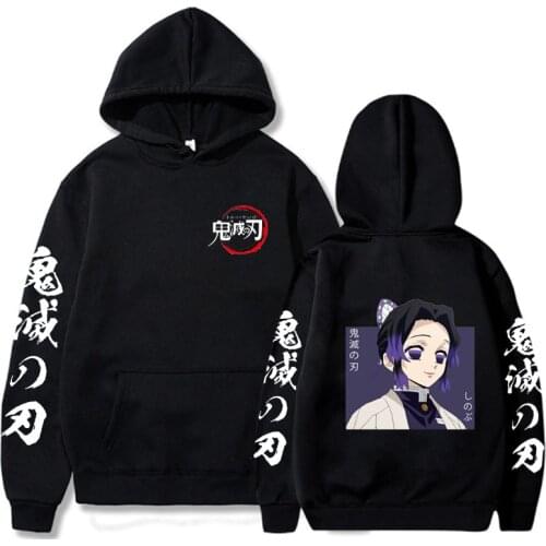 New Popular Japan Anime Demon Slayer Kochou Shinobu Men Hoodies Funny Manga Graphic Hoody Fashion Winter Essentials Sweatshirts