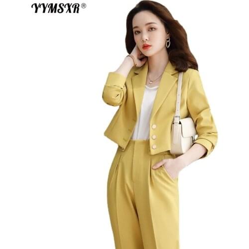 Autumn and Winter New Ladies Professional Short Suit Trousers Two-piece High-quality Single-breasted Jacket Elegant Trousers