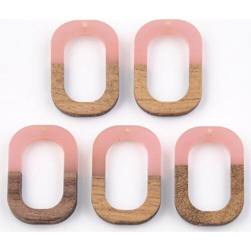 10 PCS Jewelry MakingResin & Wood Charms Flat Round Wooden Pendant in Bulk Embellishment Hanging Ornaments for DIY Craft