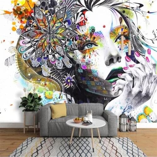 Custom Graffiti Personality Abstract Avatar Murals for Living Room Bedroom 3d Self Adhesive Wallpapers Home Decor Waterproof