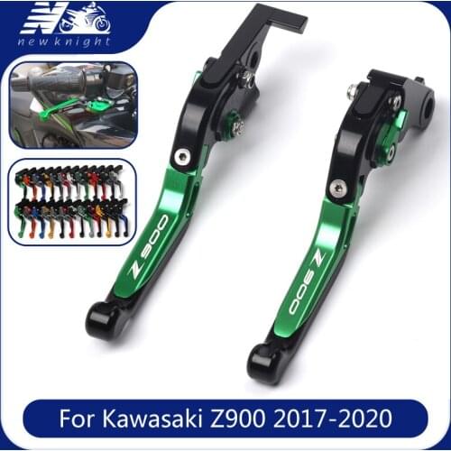 With logo For Kawasaki Z900 Z 900 2017 2018 2019 2020 CNC Adjustable Folding Extendable Motorcycle Brake Clutch Levers 20 colors