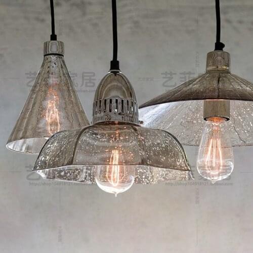 Retro industrial loft antique mercury glass pendant light coffee shop single restaurant hanging light lamp