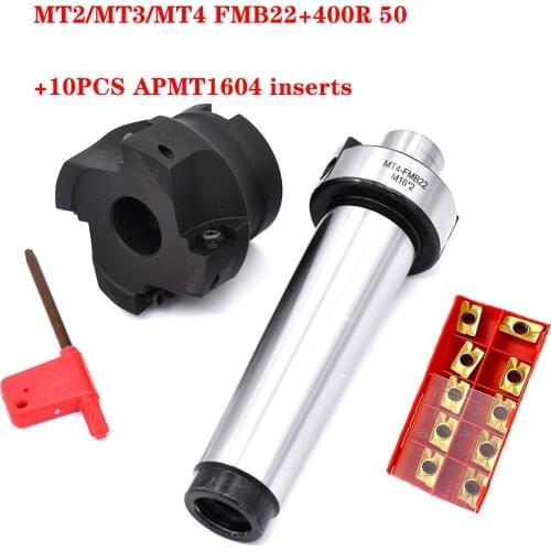 1set MT2 MT3 FMB22+BAP400R 50mm Cutter Head+10pcs apmt1604 Carbide Inserts Face Milling cutter shell end mill adapter