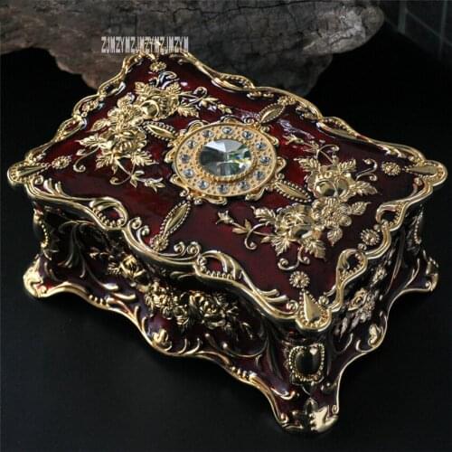 SSH132 Vintage Hand Painting Flower Sculpture Jewel Case Trinkets Chest Jewelry Ring Box Retro Jewelry Organizer Storage Box
