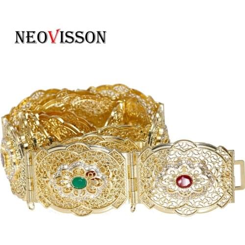 NEOVISSON Gold Color Algeria Caftan Belt For Women Wedding Dress Jewelry Metal Waist Chain