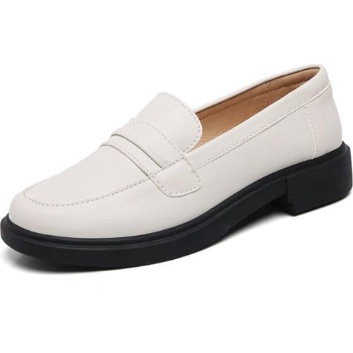 Fashion White Women Loafers Shoes for Women Chic Platform Leather Slip on Loafers Korean Fashion Flats Black New Office Shoes