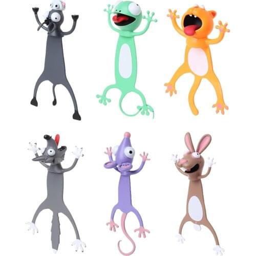 Creative 3D Animal Bookmark Cute Cartoon Book Mark Kawaii Cat Stereo Marker For Kids Learning Gift School Stationery Supplies