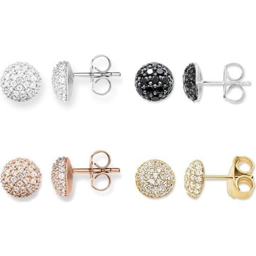 Black/White/Rose Gold Pave Stud Earrings For Women Men Europe Style Good Ear Jewelry 925 Sterling Silver Wholesale Super Deal