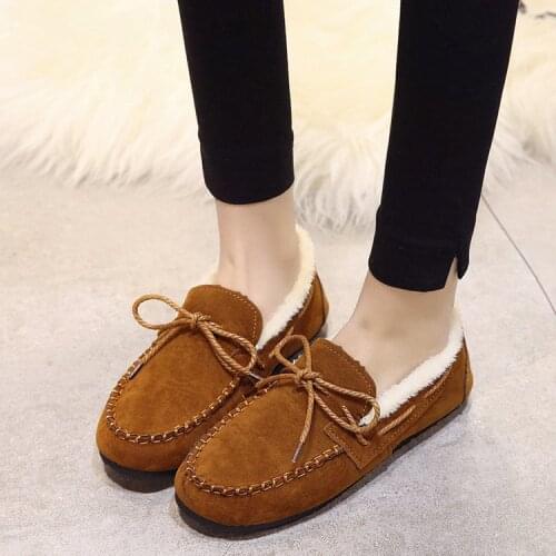 2022 Autumn Winter Moccasin Gommino Shoes Flat Heel Round Toe Warm Comfort Casual Women Loafers Flats Snow Shoes