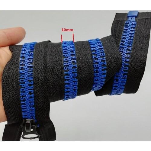 2019 new arrival size8 fashion resin zipper for sewing 26 letters logo colorful 80cm open end 1piece jacket coat windbreaker