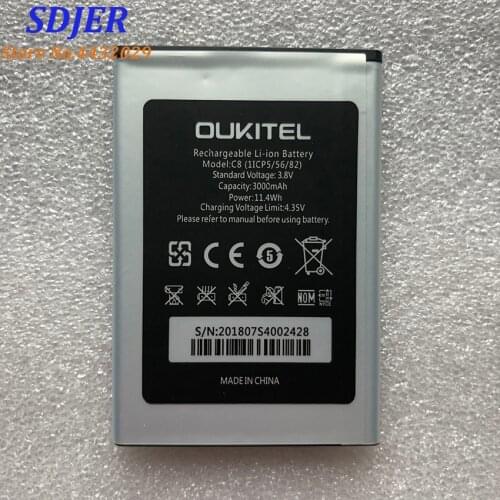 100% New Battery for Oukitel C8 3000mah Special Spare Battery for Oukitel C8 Mobile Phone