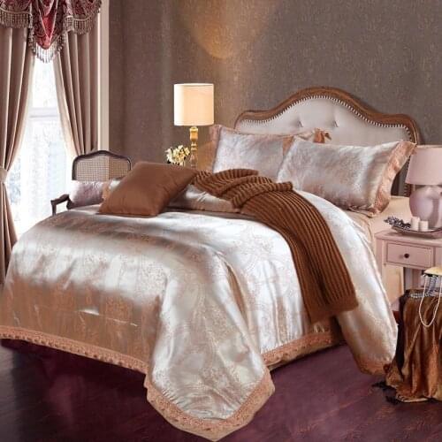 2018 new lace lace Satin Jacquard bedding sets bed set double queen king size duvet cover bed sheet set pillowcase