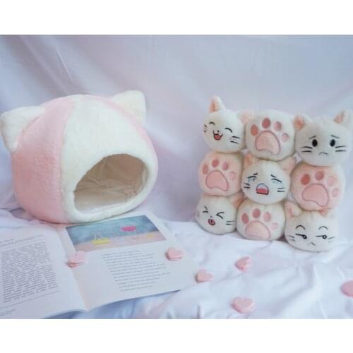 30cm Cute 9 Pcs Cat/Cat Claw Plush Toys Cat Nest Stuffed Pillow Doll Sofa Pillow Pet House Baby Toy for Kid Party Birthday Gift