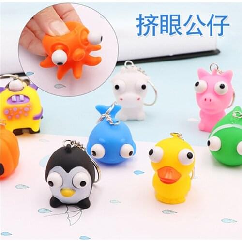 Anti Stress Squeeze eyes doll Funny decompression toy Protruding Eye with keychain Small Squeezing Toys