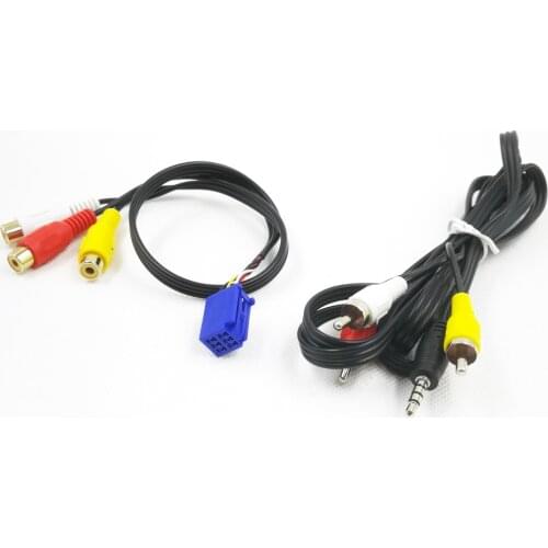 Biurlink Car RCA Adapter VTR Cable For Toyota 6 Pin Blue AV Port