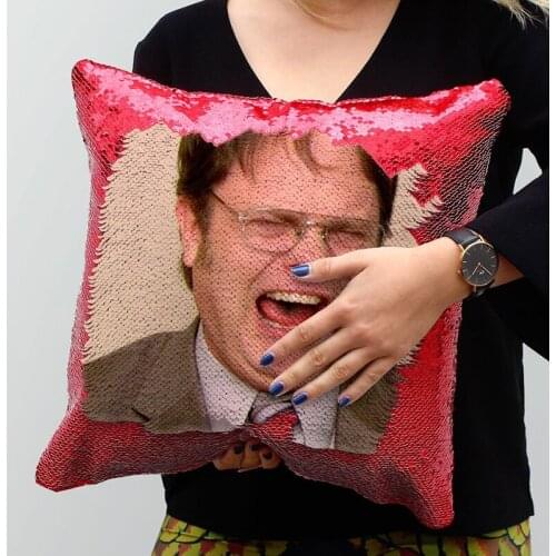 Paillette Dwight Laughs Paillette Cushion Cover Covers Two Color Cushions For Them Kisses Magic Pills Decorative Sequin Pillow
