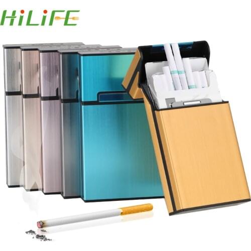 HILIFE Aluminum Smoking Cigarette Case Gift Box Personality Cigarette Cigar Case Pocket Container Tobacco Storage Holder