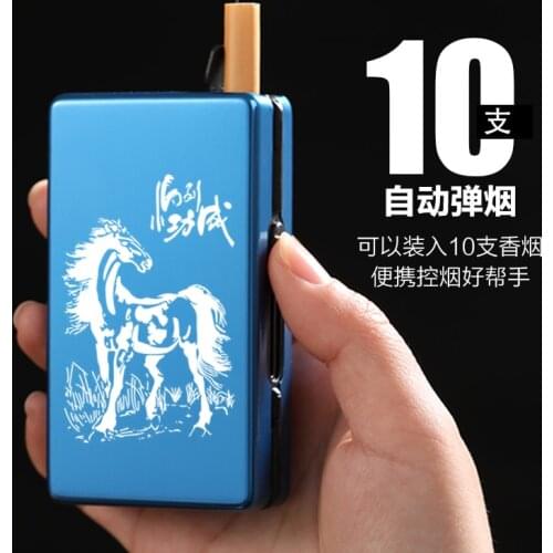 Automatic flip-top light plastic cigarette case can accommodate 14 cigarettes creative moisture-proof anti-pressure cigarette