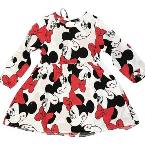 Girls Dress Spring and Autumn Long Sleeve Minnie Dress Cartoon Print Cute Princess Christmas Tutu Dress Kids Dresses for Girls
