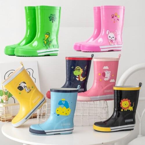 Kids Rain Boots Boy Girl Waterproof Shoes New Cartoon Dinosaur Fashion Cuhk Children Rubber Rain Boots Non-slip Baby Water Shoes