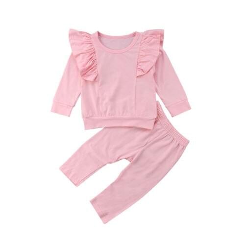 Sweet Baby Girls Toddler Long Sleeve T-shirt Pants 2PCS Outfits Clothes Set Size 0-4T