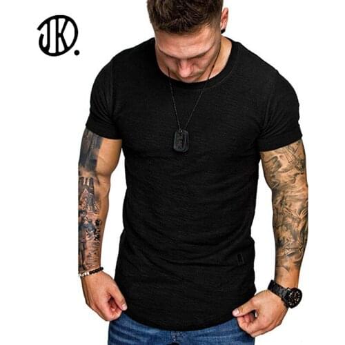 Men Gym T Shirt Short Sleeve Causal T-shirt Casual Slim Male Tee Bodybuilding Workout Pullover Summer Top Male 2XL Basic Clothes