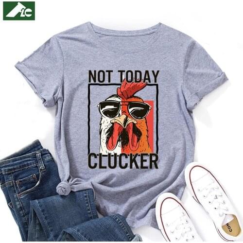 Not Today Chicken Kawaii Graphic T Shirt Women Clothing Funny Farmer Chicken Tees Vintage Womens Shirts Harajuku Unisex Men Tops