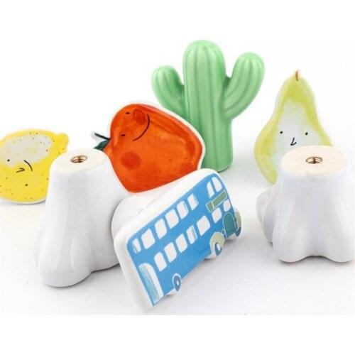 1Pc Cartoon Single Hole Ceramic Wardrobe Handle Childrens Student Room Locker Drawer Cloud Car Fruit Shaped Furniture Pulls